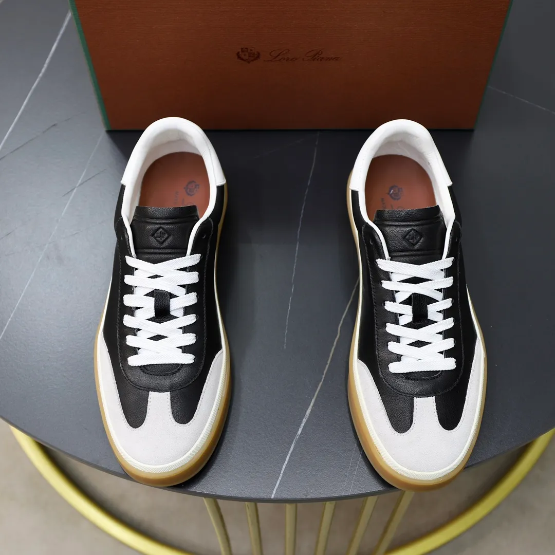 Men's Men's Shoes💰540💰••New Products•• LoroPian*_Noyo-Pianya New men's casual moral training sneakers, LP lace-up casual shoes!  Made of original imported soft cowhide and suede fabric, it highlights the sporty style. The heel is decorated with logo embossing and the original molding. The raw rubber translucent sole combined with the color welt adds a sense of modernity to the shoe. The shoe is overall refreshing and easy to match with style. It has a full cowhide lining for the feet. The original box packaging at the counter comes with wooden balls and a dust bag! Size: 38-44 (.45 customized)